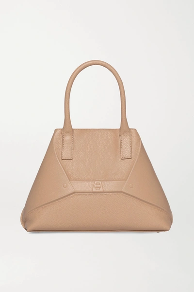 Shop Akris Aicon Small Embossed Textured-leather Tote In Beige
