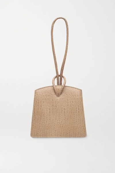 Shop Little Liffner Loop Croc-effect Leather Tote In Sand