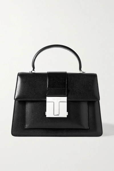 Shop Tom Ford 001 Medium Leather Tote In Black