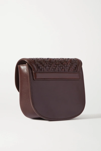 Shop Saint Laurent Kaia Small Woven Leather Shoulder Bag In Brown