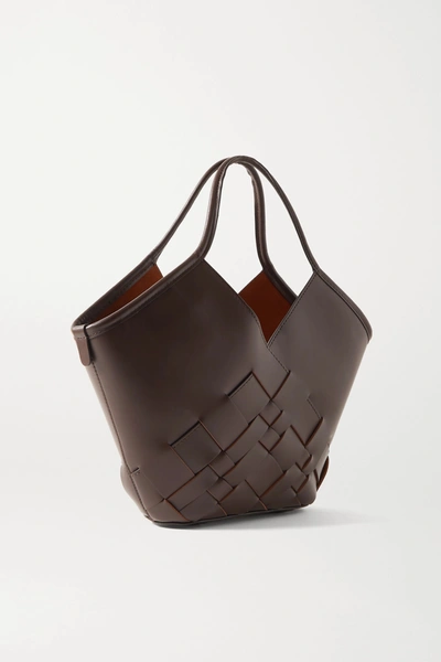 Hereu Coloma Large Woven Leather Tote In Dark Brown