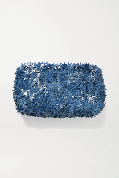 Shop Nannacay Ambra Embellished Tulle Clutch In Light Blue