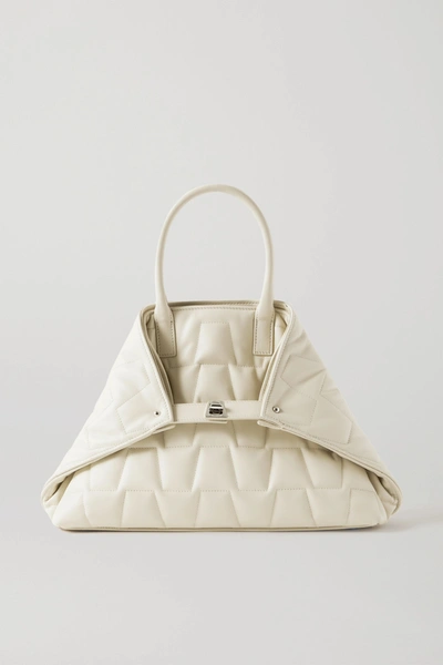 Shop Akris Ai Messenger Small Convertible Quilted Leather Tote In White