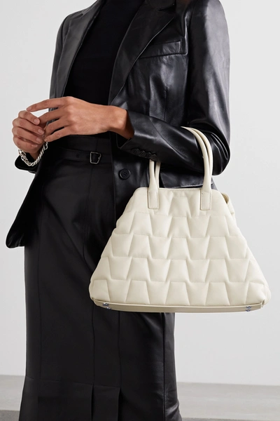 Shop Akris Ai Messenger Small Convertible Quilted Leather Tote In White