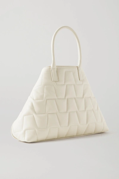 Shop Akris Ai Messenger Small Convertible Quilted Leather Tote In White