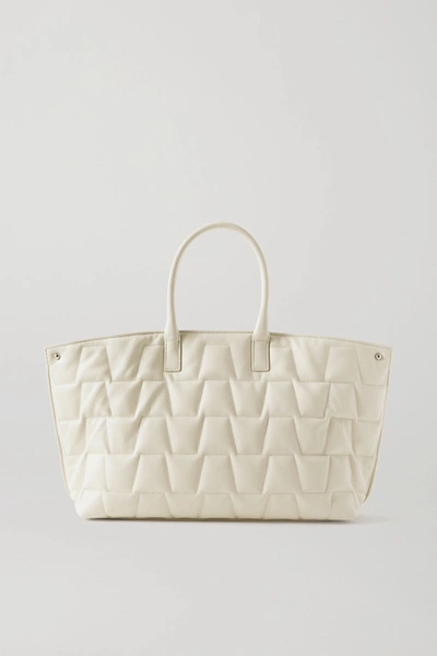 Shop Akris Ai Messenger Small Convertible Quilted Leather Tote In White