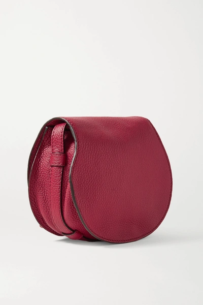 Shop Chloé Marcie Mini Textured-leather Shoulder Bag In Claret
