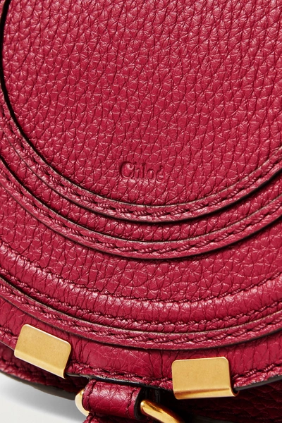 Shop Chloé Marcie Mini Textured-leather Shoulder Bag In Claret