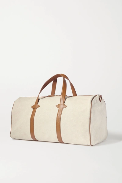 Shop Paravel + Space For Giants Main Line Duffel Appliquéd Leather-trimmed Canvas Weekend Bag In Brown