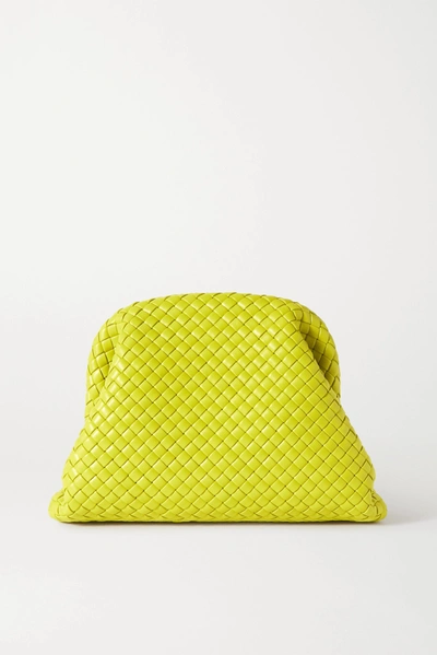 Shop Bottega Veneta The Pouch Intrecciato Leather Clutch In Green