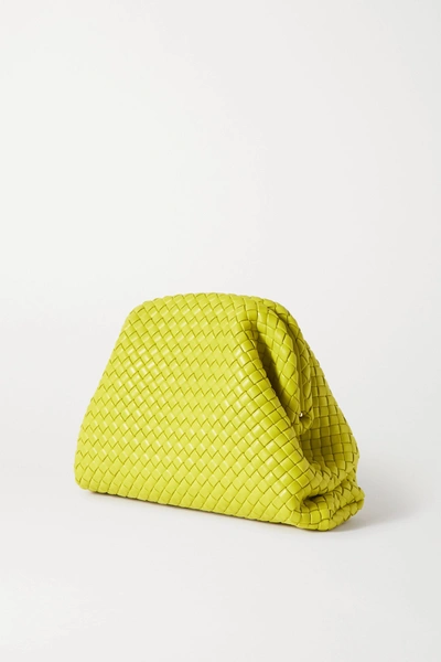 Shop Bottega Veneta The Pouch Intrecciato Leather Clutch In Green