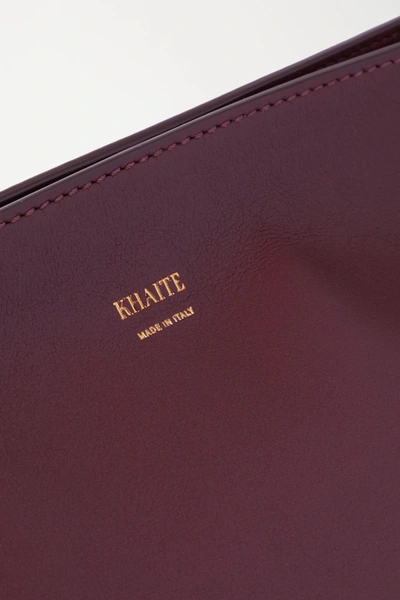 Shop Khaite Envelope Pleat Leather Shoulder Bag In Burgundy