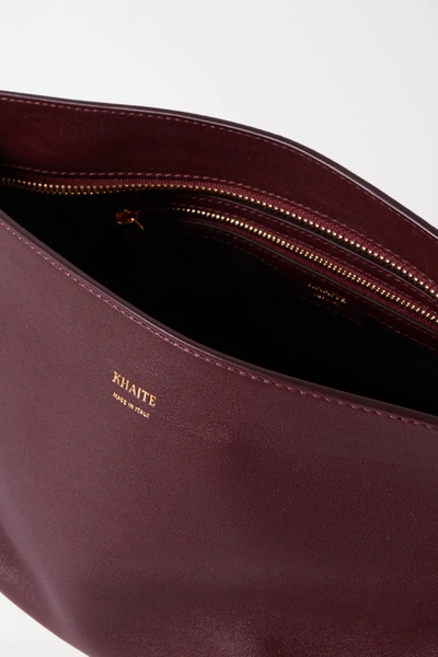 Shop Khaite Envelope Pleat Leather Shoulder Bag In Burgundy