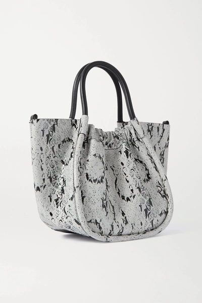 Shop Proenza Schouler Small Ruched Snake-effect Leather Tote In White
