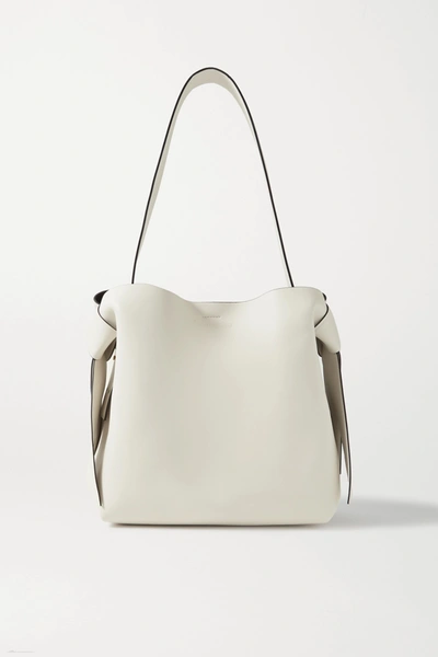 Shop Acne Studios Knotted Leather Shoulder Bag In Ecru