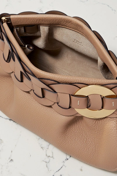Shop Chloé Darryl Braided Textured-leather Clutch In Sand