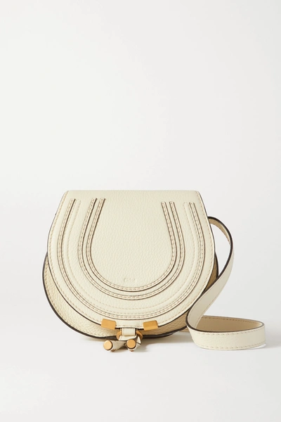 Shop Chloé Marcie Mini Textured-leather Shoulder Bag In White