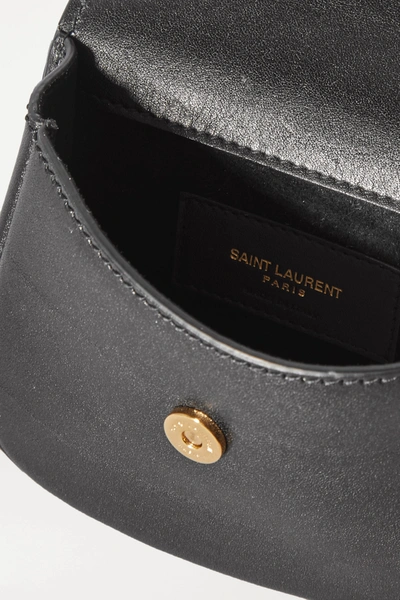 Shop Saint Laurent Kaia Leather Belt Bag In Black