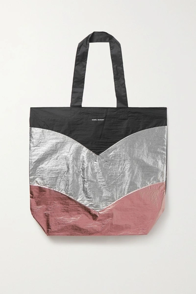 Shop Isabel Marant Woom Color-block Metallic Shell Tote In Silver