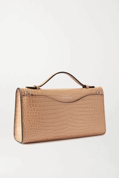 Shop Anya Hindmarch Postbox Mini Croc-effect Leather Tote In Beige