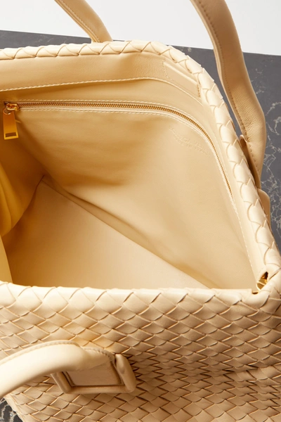 Shop Bottega Veneta Small Intrecciato Leather Tote In Beige