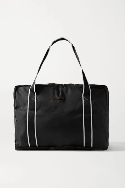 Shop Paravel Fold-up Leather And Grosgrain-trimmed Shell Weekend Bag In Black