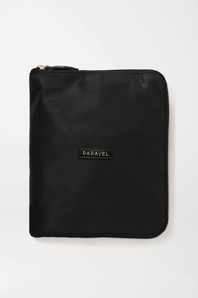 Shop Paravel Fold-up Leather And Grosgrain-trimmed Shell Weekend Bag In Black