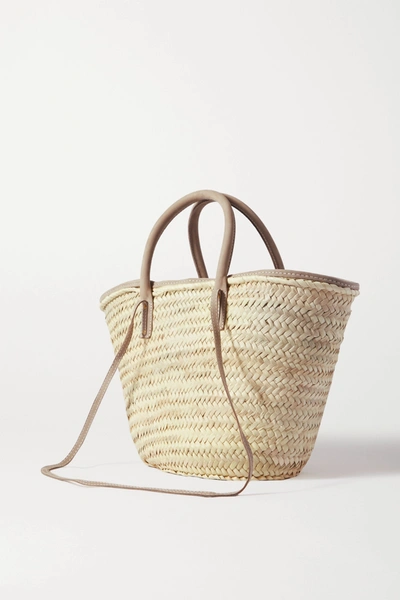 Shop Jacquemus Soleil Suede-trimmed Straw Tote In Neutral