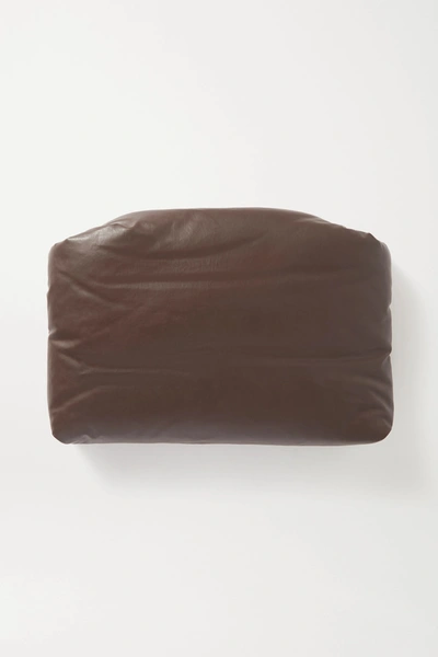 Shop Kassl Editions Padded Coated Cotton-blend Clutch In Brown