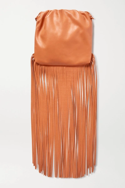 Shop Bottega Veneta The Fringe Pouch Gathered Leather Shoulder Bag In Light Brown