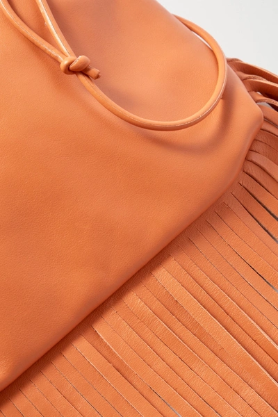 Shop Bottega Veneta The Fringe Pouch Gathered Leather Shoulder Bag In Light Brown