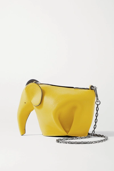 Shop Loewe Elephant Leather Shoulder Bag In Yellow