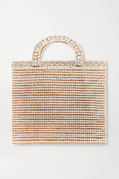 Shop Rosantica Teodora Crystal-embellished Gold-tone Tote