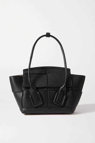 Shop Bottega Veneta Arco Mini Textured-leather Tote In Black