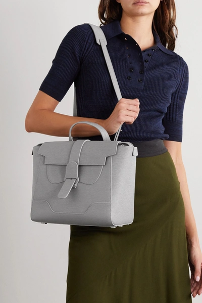 Shop Senreve Midi Maestra Convertible Textured-leather Shoulder Bag In Dark Gray