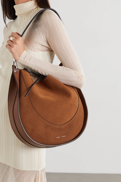 Shop Proenza Schouler Arch Large Suede And Leather Shoulder Bag In Brown