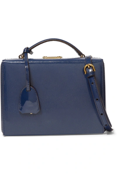 Shop Mark Cross Grace Small Patent-leather Shoulder Bag In Navy