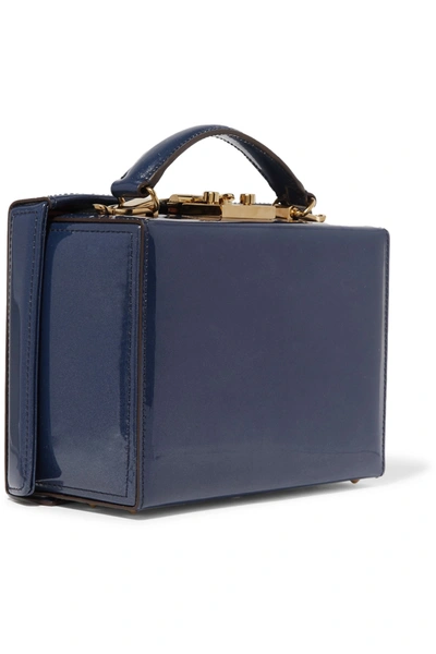 Shop Mark Cross Grace Small Patent-leather Shoulder Bag In Navy