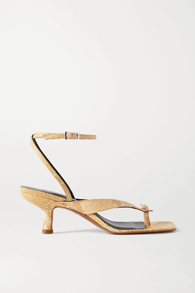 Shop By Far Mindi Snake-effect Leather Sandals In Snake Print