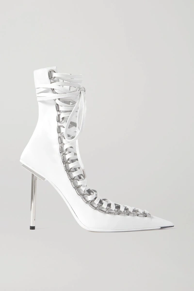 Balenciaga Womens White Corset Patent-leather Heeled Ankle Boots 4.5 |  ModeSens