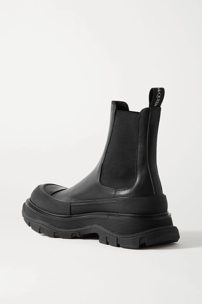 Shop Alexander Mcqueen Leather Exaggerated-sole Chelsea Boots In Black