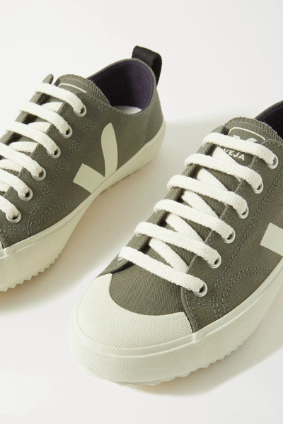 Shop Veja + Net Sustain Nova Organic Cotton-canvas Sneakers In Army Green