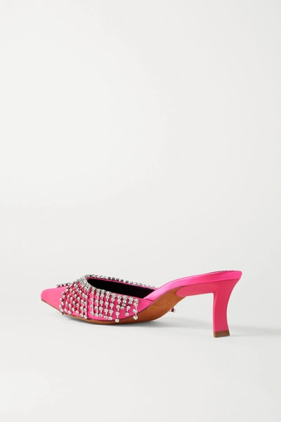 Shop Area Crystal-embellished Satin Mules In Fuchsia