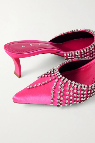 Shop Area Crystal-embellished Satin Mules In Fuchsia