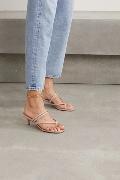 Shop Porte & Paire Leather Sandals In Beige
