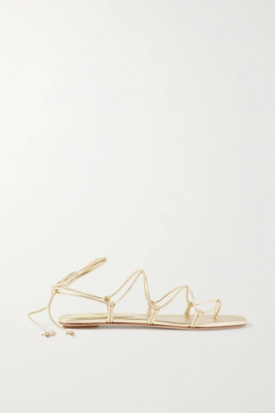 Shop Porte & Paire Knotted Leather Sandals In Gold