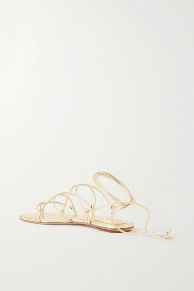Shop Porte & Paire Knotted Leather Sandals In Gold