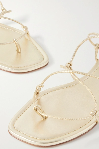 Shop Porte & Paire Knotted Leather Sandals In Gold