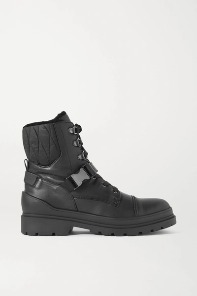 Shop Bogner St. Moritz Shearling-lined Leather And Quilted Shell Ankle Boots In Black