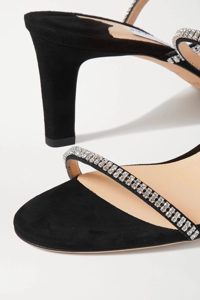 Shop Jimmy Choo Brea 65 Crystal-embellished Suede Sandals In Black